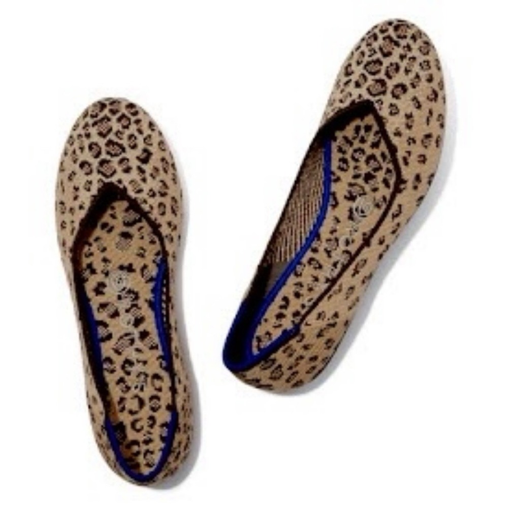 Rothy's Women's 9 Brown Beige Multicolor Leopard Round Toe Slip-On Flat Shoes